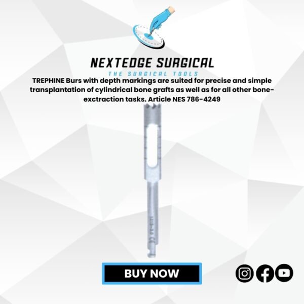 TREPHINE Burs with depth markings are suited for precise and simple transplantation of cylindrical bone grafts as well as for all other bone-exctraction tasks. Article NES 786-4249