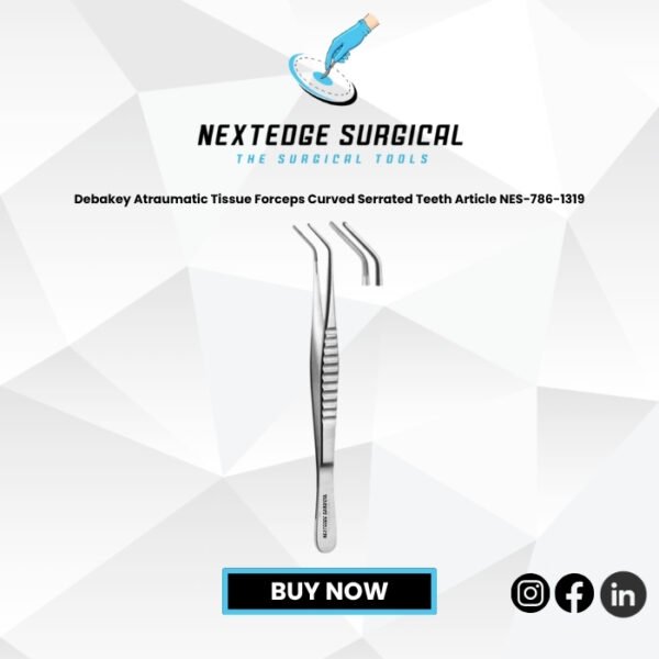 Debakey Atraumatic Tissue Forceps Curved Serrated Teeth Article NES-786-1319