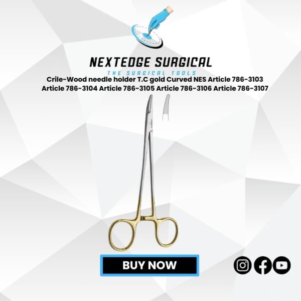 Crile-Wood needle holder T.C gold Curved NES Article 786-3103 Article 786-3104 Article 786-3105 Article 786-3106 Article 786-3107